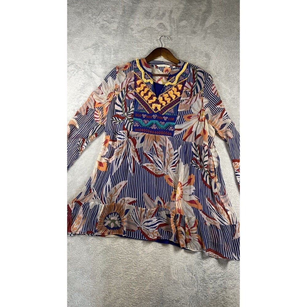 Soft Surroundings Boho Tunic W Sz Lg Vibrant Sheer Floral ARTSY BOHEMIAN